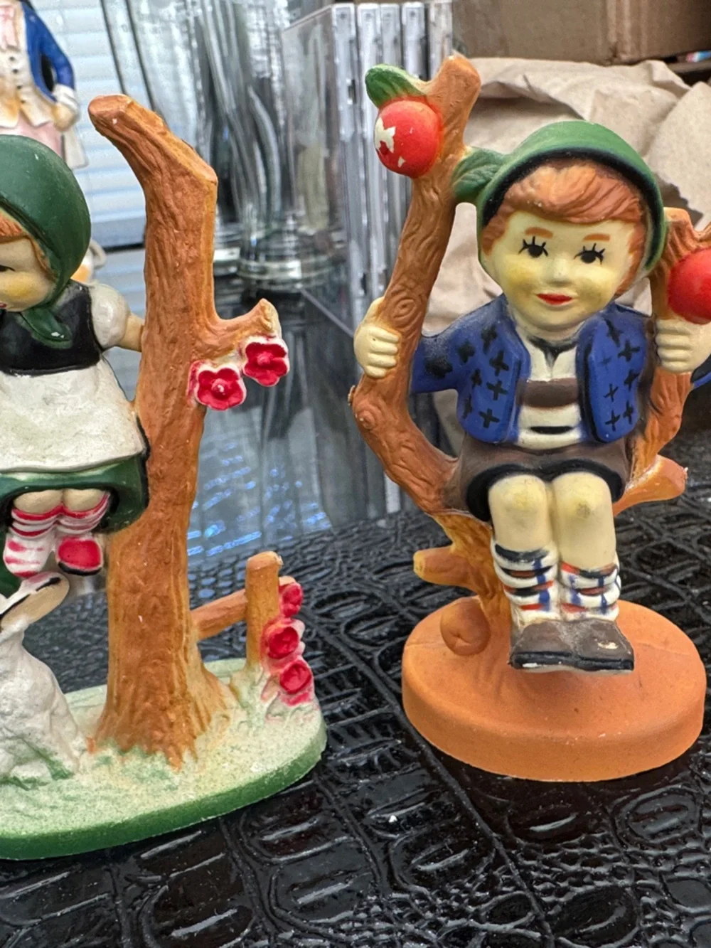 Vintage Style Boy on Swing Figurine - Blue & Green Home Accent